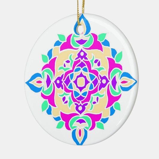 Diwali Verzierung mit Rangoli Muster Keramikornament (Links)