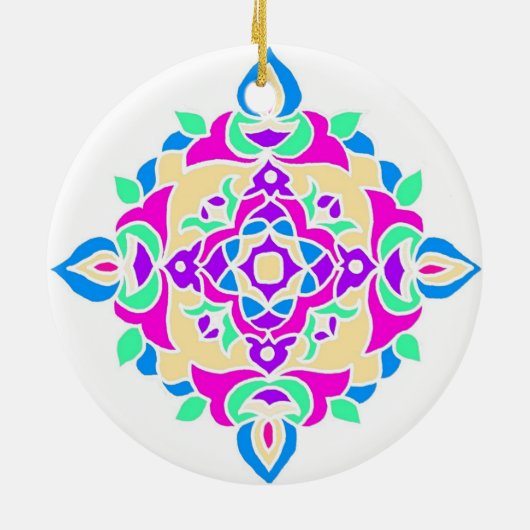 Diwali Verzierung mit Rangoli Muster Keramikornament (Hinten)