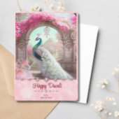 Diwali White Peacock Pink Blumengrüße Feiertagskarte