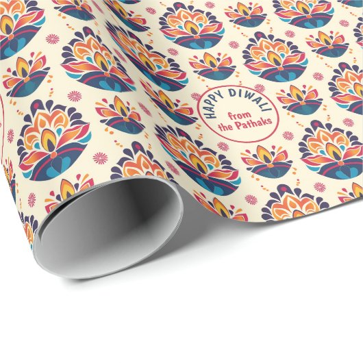 Diwali Wrapping Paper - Custom Text Edition Geschenkpapier (Rolleneckpunkt)