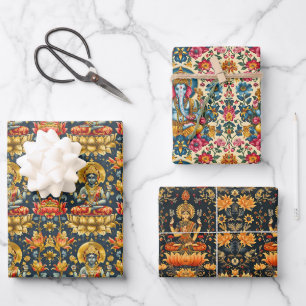 Diwali Wrapping Paper, Hindu Religious Gift Wrap Geschenkpapier Set