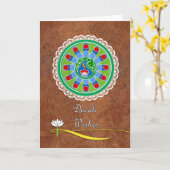 Diwali Wünsche, Rangoli und Lotos-Blume Karte (Gelbe Blume)