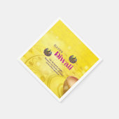 Diwali Yellow Mandala Lamp Peacock Personalisiert Serviette (Ecke)