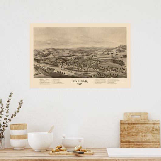 Dixfield, ME Panoramic Map - 1896 Poster (Küche)
