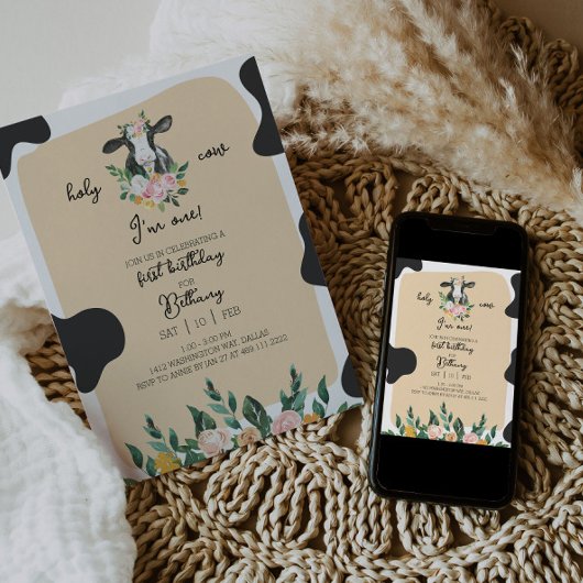 DIXIE Kuh Einladung zum ersten Geburtstag