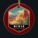 Dixie National Forest Utah Wandern Vintag Keramik Ornament<br><div class="desc">Dixie National Forest Vektorgrafik Design. Der größte Nationalwald in Utah liegt zwischen dem Großen Becken und dem Colorado Fluss.</div>