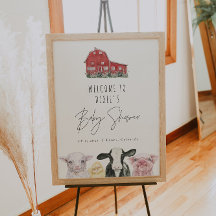 DIXIE Red Barn Farm Animal Baby Dusche Willkommen