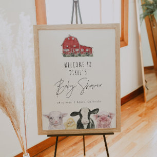 DIXIE Red Barn Farm Animal Baby Dusche Willkommen Poster