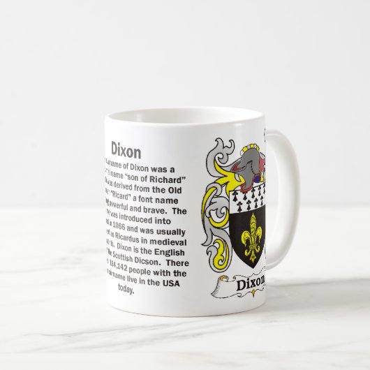 Dixon-Familienwappen auf einer Tasse (VorderseiteRechts)