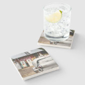 Dixon, New Mexiko, Vereinigte Staaten. Vintages Steinuntersetzer (Seitenansicht)