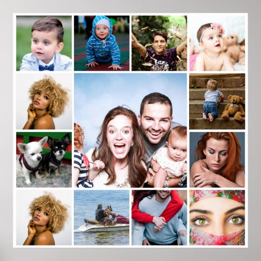 DIY 13 Foto | Familienfreunde feiern Collage Poster (Vorne)