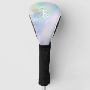 DIY 3-D White Monogram in Circle, Iridescent Glass Golf Headcover