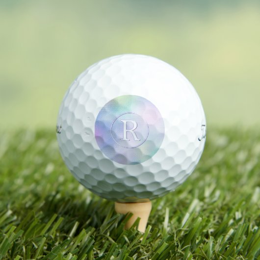 DIY 3-D White Monogram in Circle, Iridescent Glass Golfball (Insitu T-Shirt)