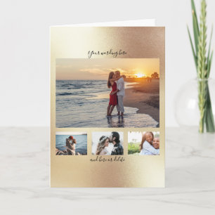 DIY 4 Foto Jubiläum Verlobung Gold Karte