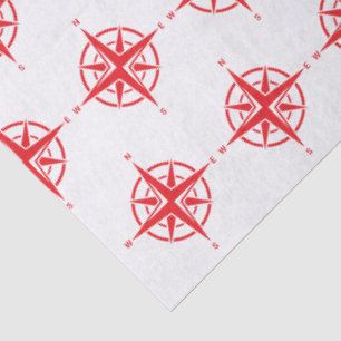 DIY 5 Color Nautic Compass Rose - Red Seidenpapier