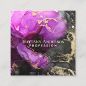DIY Abstrakt Black Lila Gold Quadratische Visitenkarte (Vorderseite)
