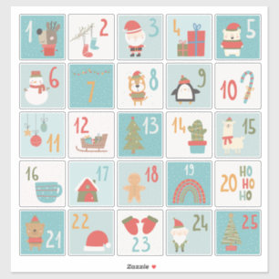 DIY Advent Calendar Stickers Klassiker Weihnachten Aufkleber