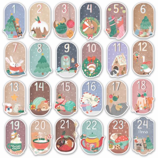 DIY Advent Calendar - Weihnachten bestätigen Aufkleber (Vorderseite)