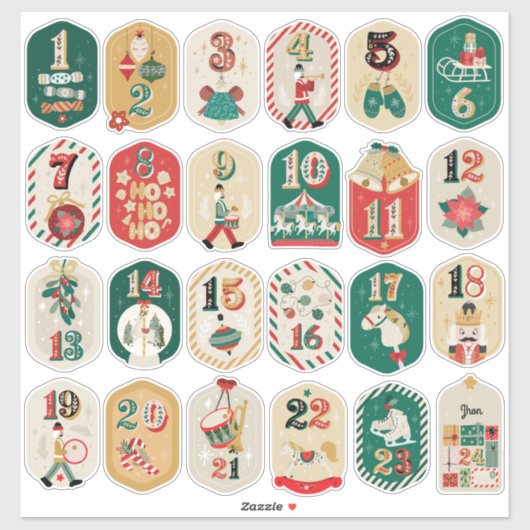 DIY Adventskalender - Weihnachtsspielzeug Aufkleber (Blatt)