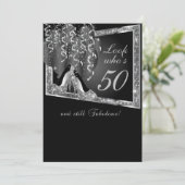 DIY Age Birthday Party | Silver Glitzer & Black Einladung (Stehend Vorderseite)