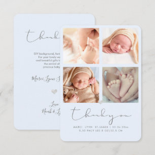 DIY-Ankündigung Dankeschön-Fotos Baby-Party Blau Dankeskarte