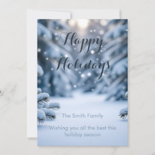 DIY Anpassbare Fotovorlage Saubere Schneebokeh Feiertagskarte
