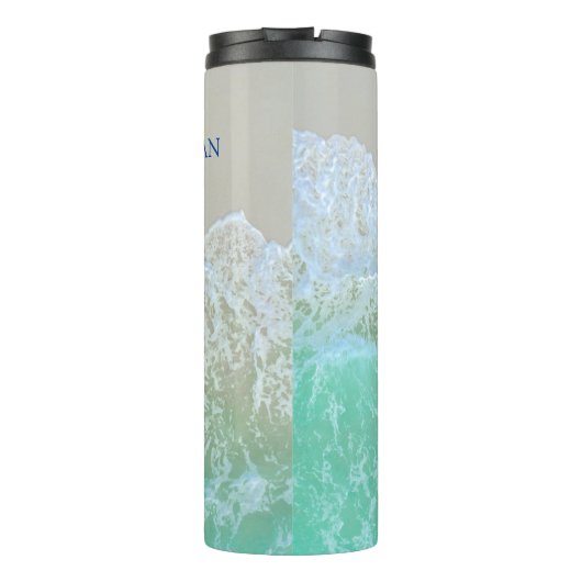 DIY Aquamarin Monogram & Blue Name, Gentle Ocean W Thermosbecher (Rückseite)