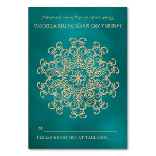 DIY Aquamarin und Gold Indian Zelt Style Sitzplatz Tischnummer