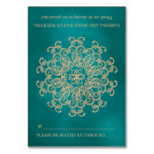 DIY Aquamarin und Gold Indian Zelt Style Sitzplatz Tischnummer (Vorderseite)