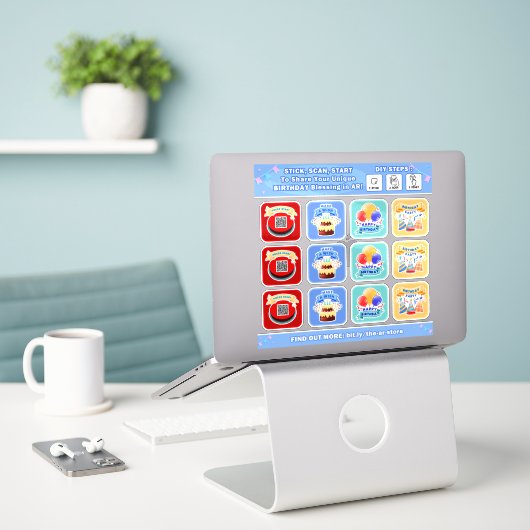 DIY-AR Story Sticker (Birthday) (Laptop auf Schreibtisch)
