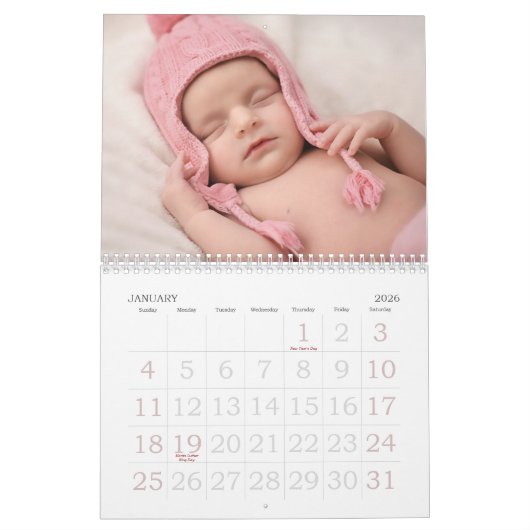 DIY Baby Foto im ersten Jahr Neueltern Bild pink Kalender (Jan 2026)