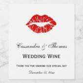 DIY Background Color, Red Lipstick Kiss Design Weinetikett (Einzelnes Label)