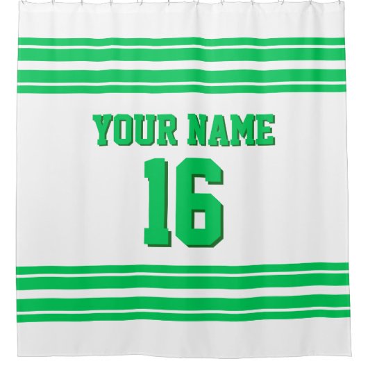 DIY Background Emerald Green Stripes Sports Jersey Duschvorhang (Vorderseite)