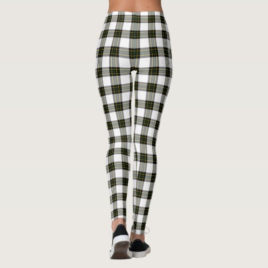 DIY Background - Schwarz-weißes Tartan Kariert Leggings (Rückseite)