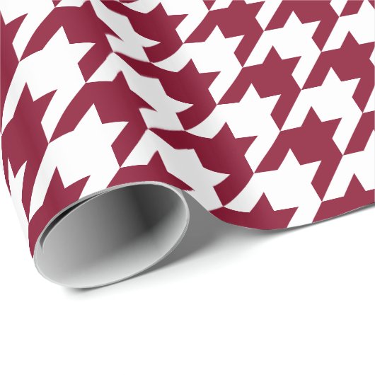 DIY Background XL White Hahnentrittmuster Burgundy Geschenkpapier (Rolleneckpunkt)