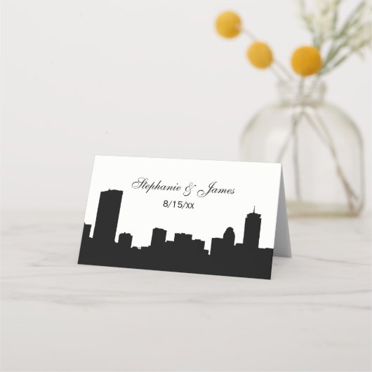 DIY BG Boston Skyline Silhouette Escortkarten Platzkarte (Vorderseite)