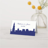 DIY BG Chicago Skyline Silhouette Blue Platzkarte (Vorderseite)