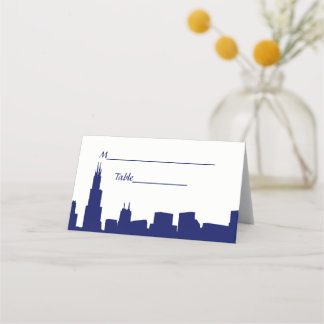 DIY BG Chicago Skyline Silhouette Blue Platzkarte