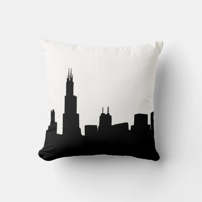 DIY BG Chicago Skyline Silhouette Kissen (Vorderseite)