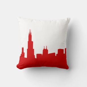 DIY BG Chicago Skyline Silhouette Red Kissen