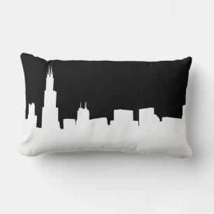 DIY BG Chicago Skyline Silhouette White Lendenkissen