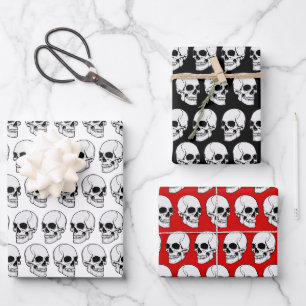 DIY BG Gothic Skull #1F Schrägansicht Geschenkpapier Set