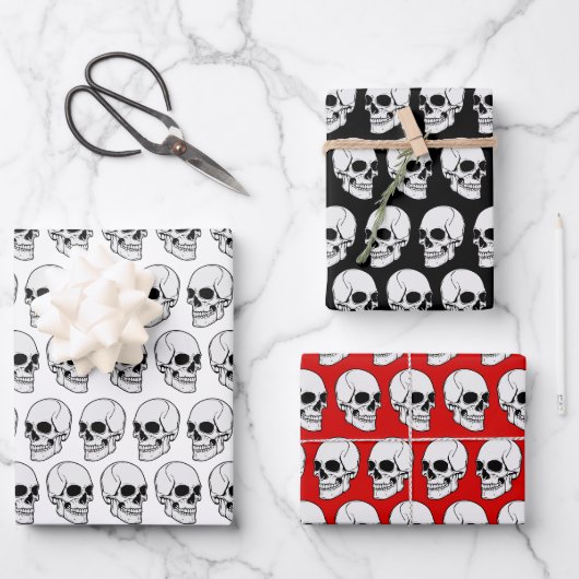 DIY BG Gothic Skull #1F Schrägansicht Geschenkpapier Set (Vorderseite)