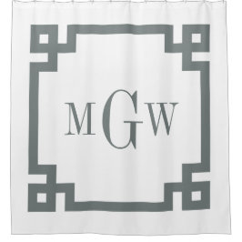 DIY BG Holzkohle Grauer griechischer Schlüssel 2 G Duschvorhang