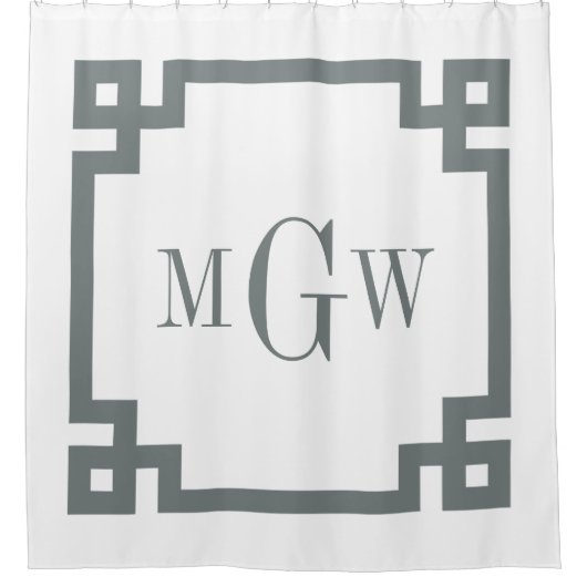 DIY BG Holzkohle Grauer griechischer Schlüssel 2 G Duschvorhang (Vorderseite)