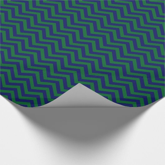 DIY BG Navy Blu LG Zickzack ZigZag Muster Dk Green Geschenkpapier (Ecke)