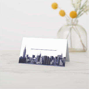 DIY BG NYC Skyline Blue Silhouette Escort Cards Platzkarte