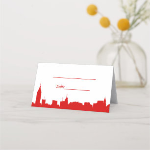 DIY BG NYC Skyline Red Silhouette Escort Cards Platzkarte