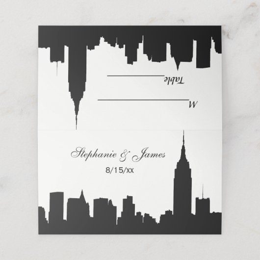DIY BG NYC Skyline Silhouette Escortkarten Platzkarte (Außenseite Aufgefaltet)