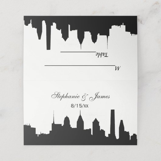 DIY BG Philadelphi Skyline Silhouette Escort Cards Platzkarte (Außenseite Aufgefaltet)